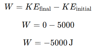Work required to stop the car- numerical problem on energy