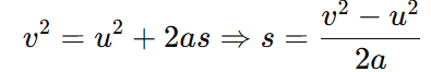 equation- initial velocity, final velocity and distance